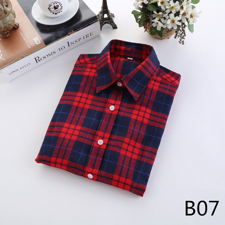 Online discount shop Australia - Fashion Plaid Shirt Female College style women's Blouses Long Sleeve Flannel Shirt Plus Size Cotton Office tops