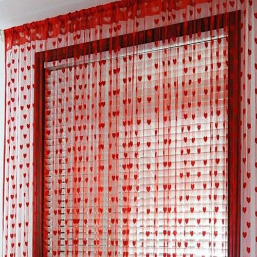 Online discount shop Australia - Cute Heart Line Tassel String Door Curtain Window Room Divider Curtain Valance