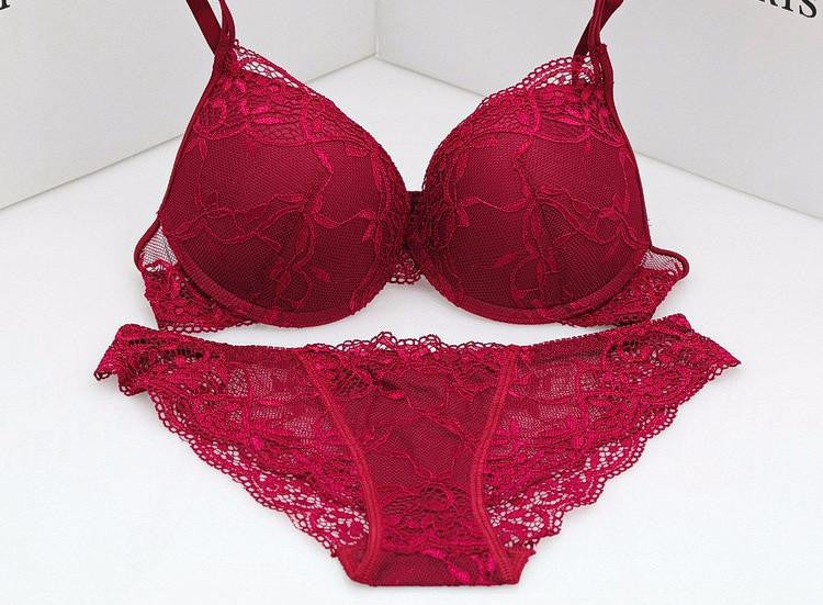 Online discount shop Australia - New Allura Red Brand Underwear Women Sexy Seamless lace Bra Sets Fashion Push Up Bra Support