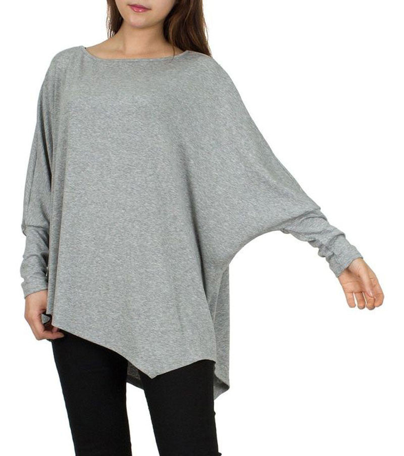 Online discount shop Australia - Large size irregular long blouses and shirts women batwing sleeve casual loose tops big size fashion