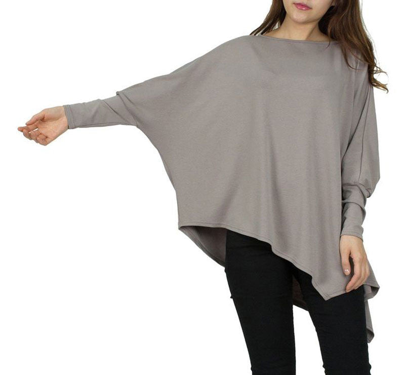 Online discount shop Australia - Large size irregular long blouses and shirts women batwing sleeve casual loose tops big size fashion