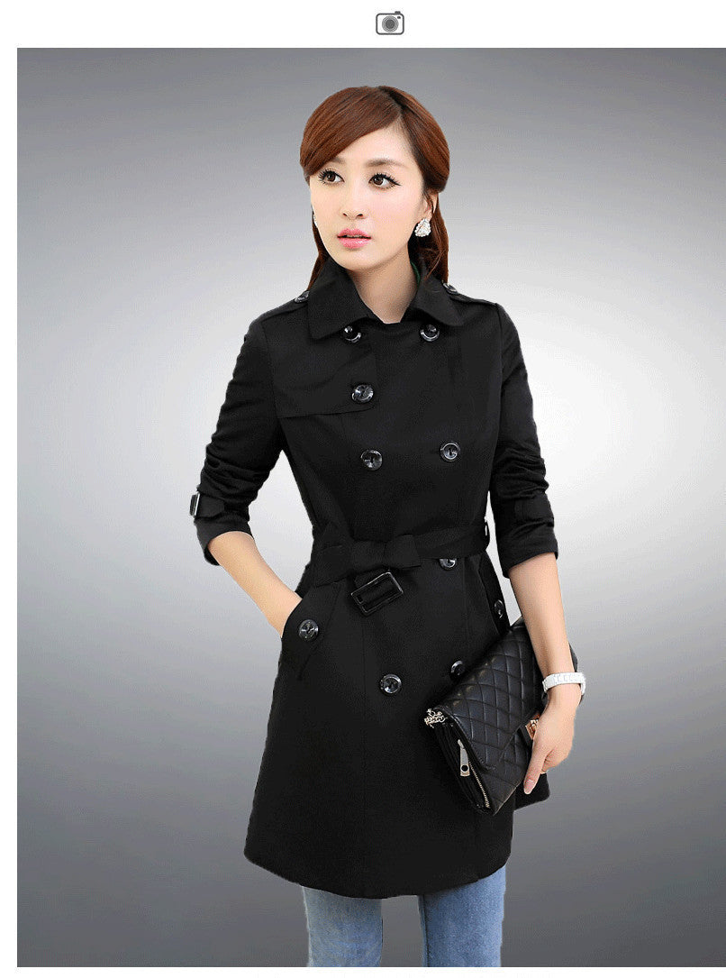 Online discount shop Australia - Double Breasted Md-long Trench Coat Women New Fashion Belt Cloak Polerones Windbreaker Female Abrigos ZL3471