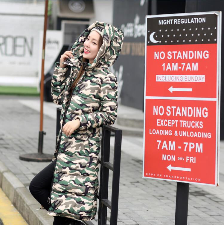 Online discount shop Australia - Fashion  Cotton Padded Jacket Women Slim Thick Stars Print Female Coat Parka Warm Long Jackets Ladies Overcoat