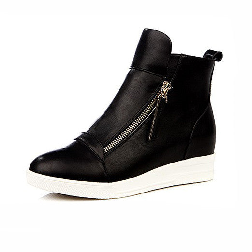 Online discount shop Australia - Fashion Wedges Ankle Boot Causal Shoes For Woman Fall Women Shoes Leather Black Silver Red Botas Mujer Large Size 42