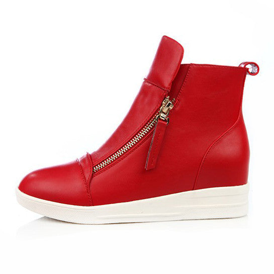 Online discount shop Australia - Fashion Wedges Ankle Boot Causal Shoes For Woman Fall Women Shoes Leather Black Silver Red Botas Mujer Large Size 42