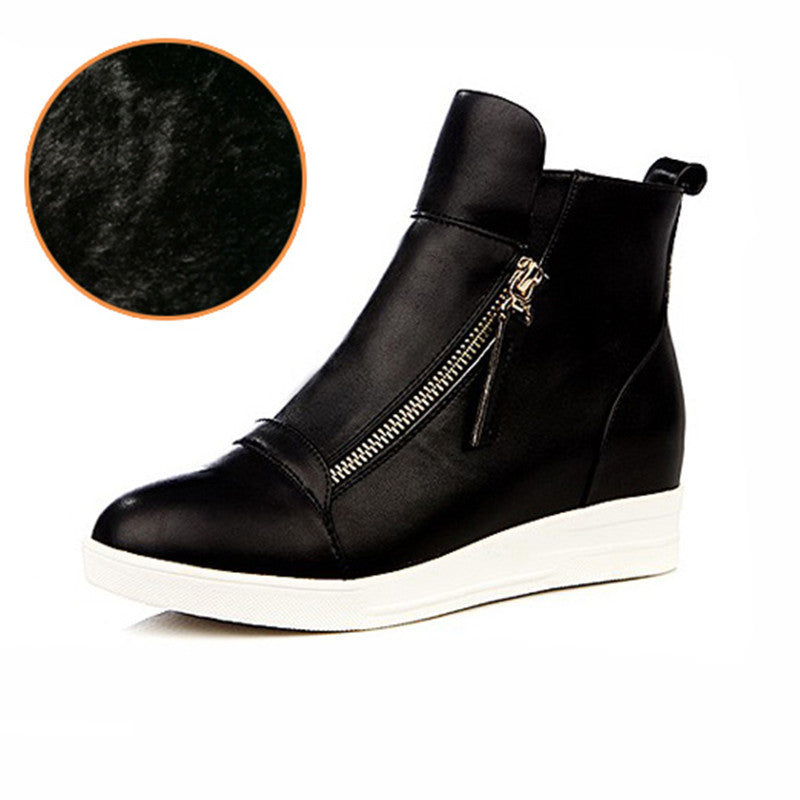 Online discount shop Australia - Fashion Wedges Ankle Boot Causal Shoes For Woman Fall Women Shoes Leather Black Silver Red Botas Mujer Large Size 42