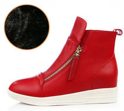 Online discount shop Australia - Fashion Wedges Ankle Boot Causal Shoes For Woman Fall Women Shoes Leather Black Silver Red Botas Mujer Large Size 42