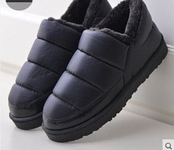 Online discount shop Australia - boots women and men waterproof boots solid colors unisex snow boots flat slip-on soft cotton warm shoes