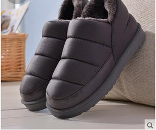 Online discount shop Australia - boots women and men waterproof boots solid colors unisex snow boots flat slip-on soft cotton warm shoes