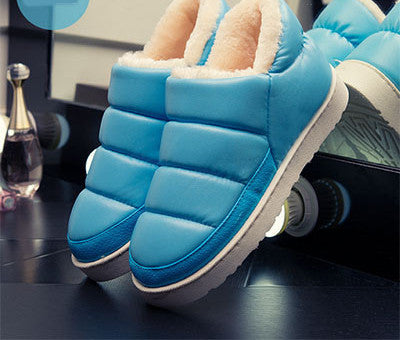 Online discount shop Australia - boots women and men waterproof boots solid colors unisex snow boots flat slip-on soft cotton warm shoes