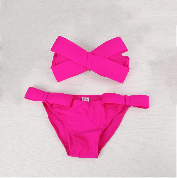 Women Black Swim Wear Solid Swimwear Brazilian Bikini Big Bow Bandeau Beach Wear Halter Swimsuit Push Up Bathing Suit