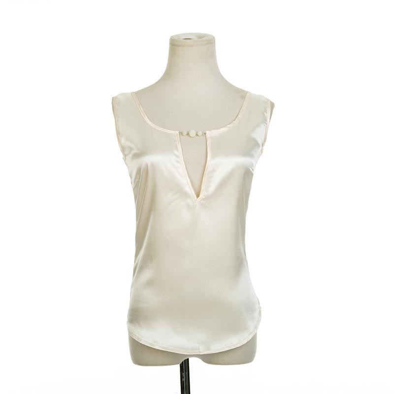 Beading V collar Women Top Tees Crochet Solid Shoulder Sleeveless Loose Blouses Female Shirts