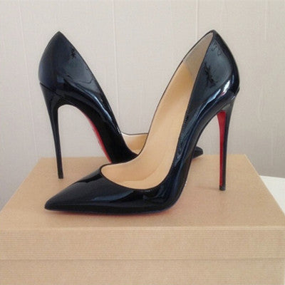 Women Pumps Cow Muscle Red Bottom High Heels Pointed Toe Red Sole Wedding Shoes Size 12 heels Plus Size 34-46
