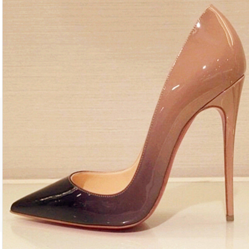 Women Pumps Cow Muscle Red Bottom High Heels Pointed Toe Red Sole Wedding Shoes Size 12 heels Plus Size 34-46