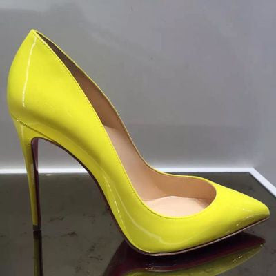 Women Pumps Cow Muscle Red Bottom High Heels Pointed Toe Red Sole Wedding Shoes Size 12 heels Plus Size 34-46
