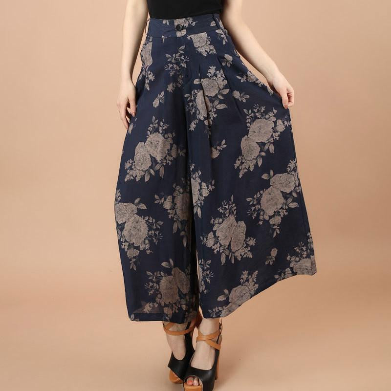 Women Floral Printed Wide leg Pants Casual High Waist Pants Fashion Trousers Loose Pantalones Plus Size 5XL QL978