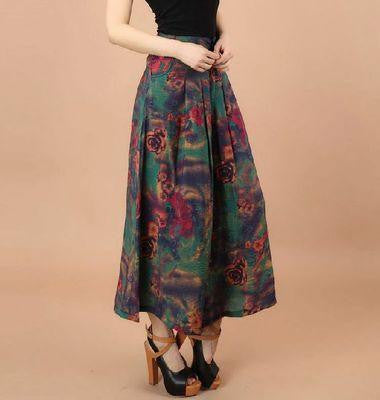 Women Floral Printed Wide leg Pants Casual High Waist Pants Fashion Trousers Loose Pantalones Plus Size 5XL QL978