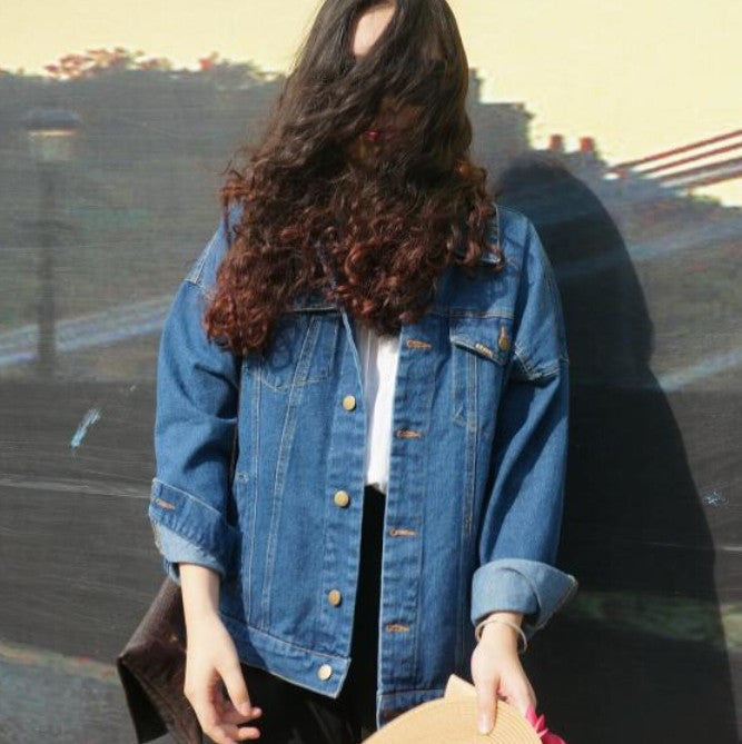 Online discount shop Australia - Bf Wind And Women Denim Jacket Vintage Harajuku Oversize Loose Female Jeans Coat Solid Slim Chaquetas