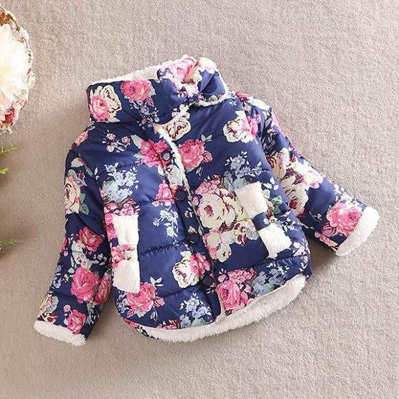 Baby Winter Girls Cotton Floral Coat Long Sleeve Jacket Thick Winter Warm Outerwear - CelebritystyleFashion.com.au online clothing shop australia