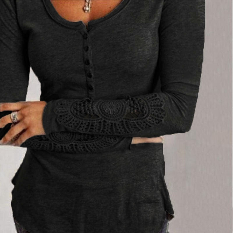 Online discount shop Australia - New Arrival Women Embroidery Crochet Lace Sleeve Hollow Blouses Casual Solid Blouse Shirts Tops Plus Size