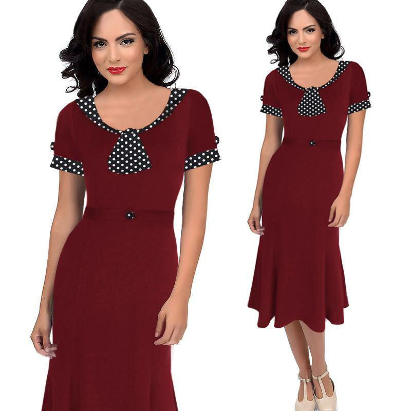 Womens Elegant Vintage Pinup Retro Rockabilly Mermaid Wear to Work Party Evening Formal Stretch Bodycon Dress Plus Size XXL 3XL