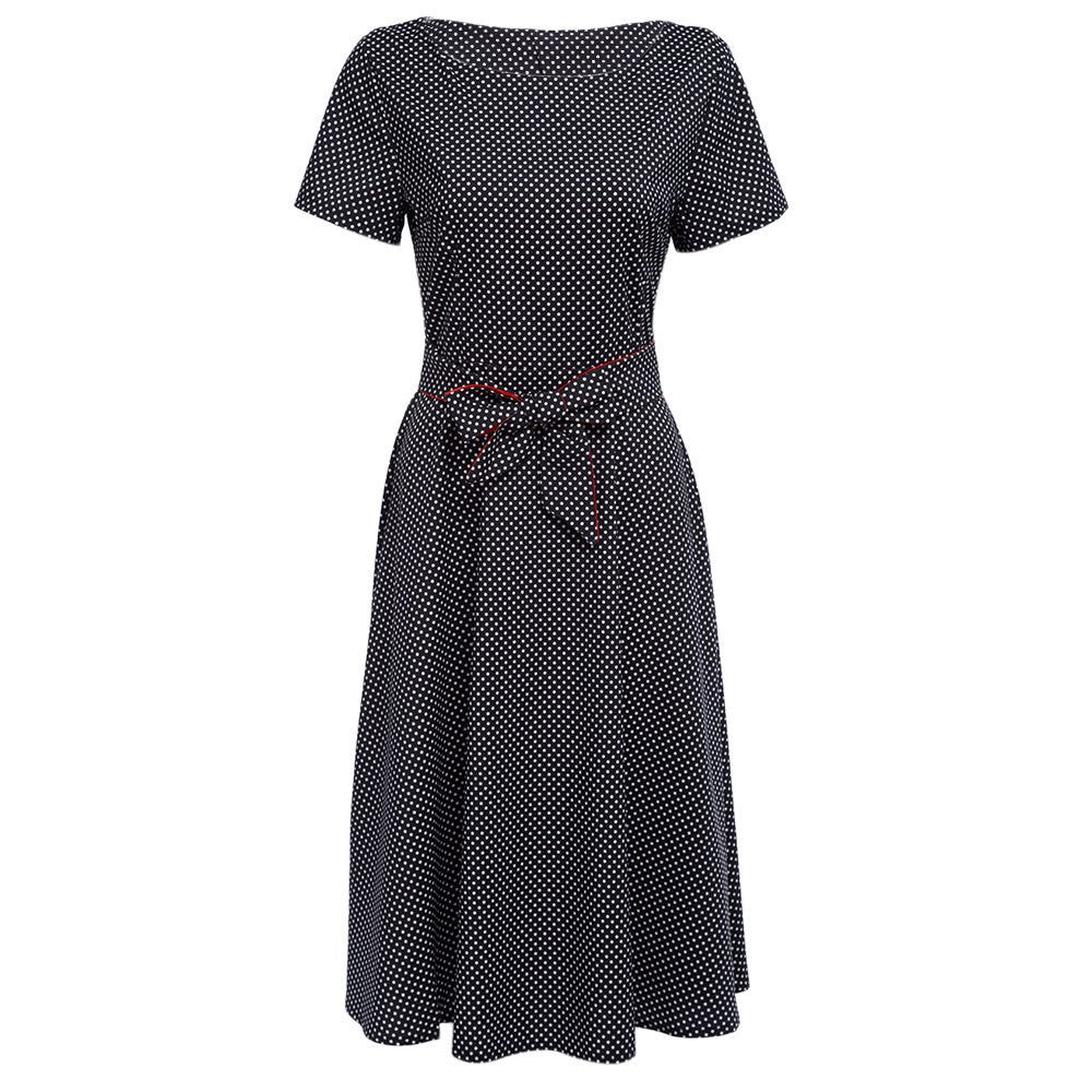 Polka Dot Rockabilly Vintage 50s 60s Retro Dress Women Summer Audrey Hepburn Dress With Belt Casual Ball Gown Midi Tunic Dress