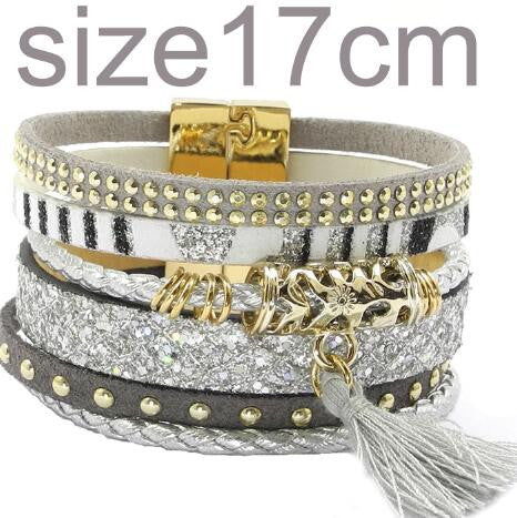 winter leather bracelet have 4 color charm bracelets Bohemian bracelets & bangles Christmas gift for women - CelebritystyleFashion.com.au online clothing shop australia