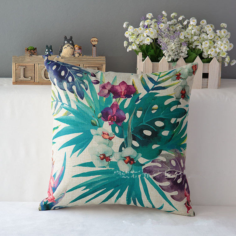 Online discount shop Australia - Flower Flamingo Series Cushion Cover Printed Square Pink Flamingo Cotton Linen Sofa Animal Home Decorative Throw Pillow Cover