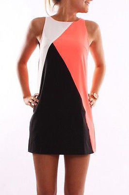 Online discount shop Australia - Casual Dress dress sumemr Sexy Women Sleeveless Party Dress Casual Mini Dress Patchwork vestidos LJ3460M