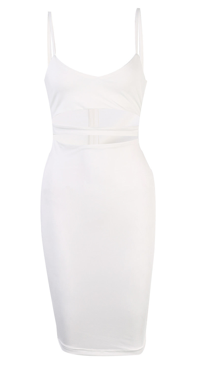 Dress Club Wear Women Vestidos Summer Sleeveless Bodycon Dress Cotton White Black Midi Pencil Bandage Party Dresses