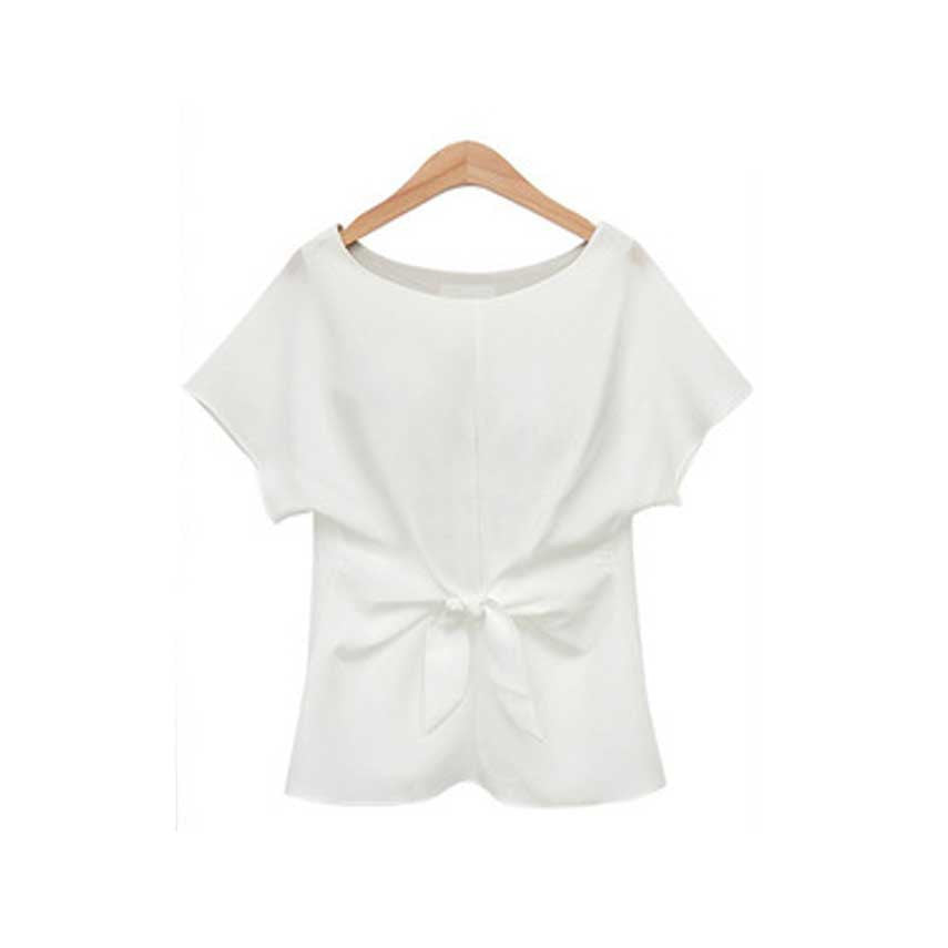Online discount shop Australia - fashion women kimono Bowknot blouses O-neck short sleeve shirts chiffon casual vintage tops plus size XXXXL blouse