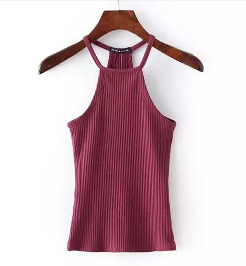 Shoulder Knitted Bustier Crop Top Women Round Neck Elastic Tube Tank Tops Knit Beach Camis Crop Tops 6 Colors