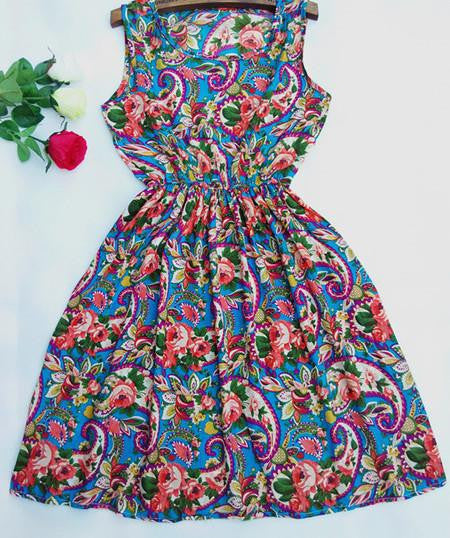 Summer Women Chiffon Dress Beach Floral Tank Fashion Dresses S M L XL XXL