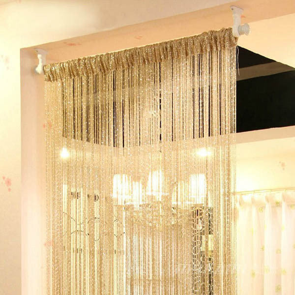 Online discount shop Australia - 13 Colors Vogue Curtain Silver Silk Tassel String 200cm x 100cm Door Window Living Room Divider Curtain Valance