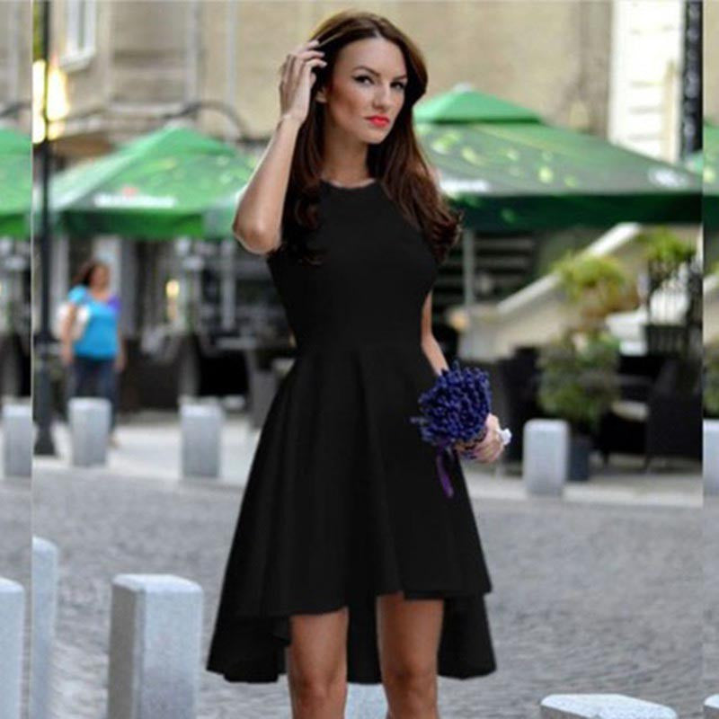 Fashion Summer Dresses O-neck Women Dress A Line Sleeveless Dress For Women Office Wear Vestidos Female LJ3265C