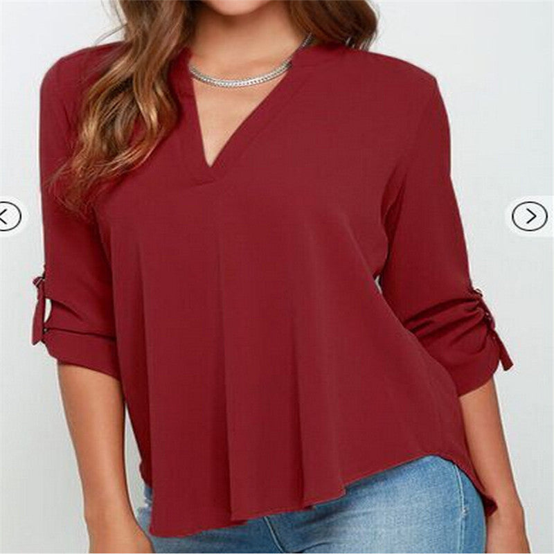 Online discount shop Australia - 9 colors Trendy S-5XL Plus Size Women Blouses Ladies Office Shirts Long Sleeve Top Women Clothing