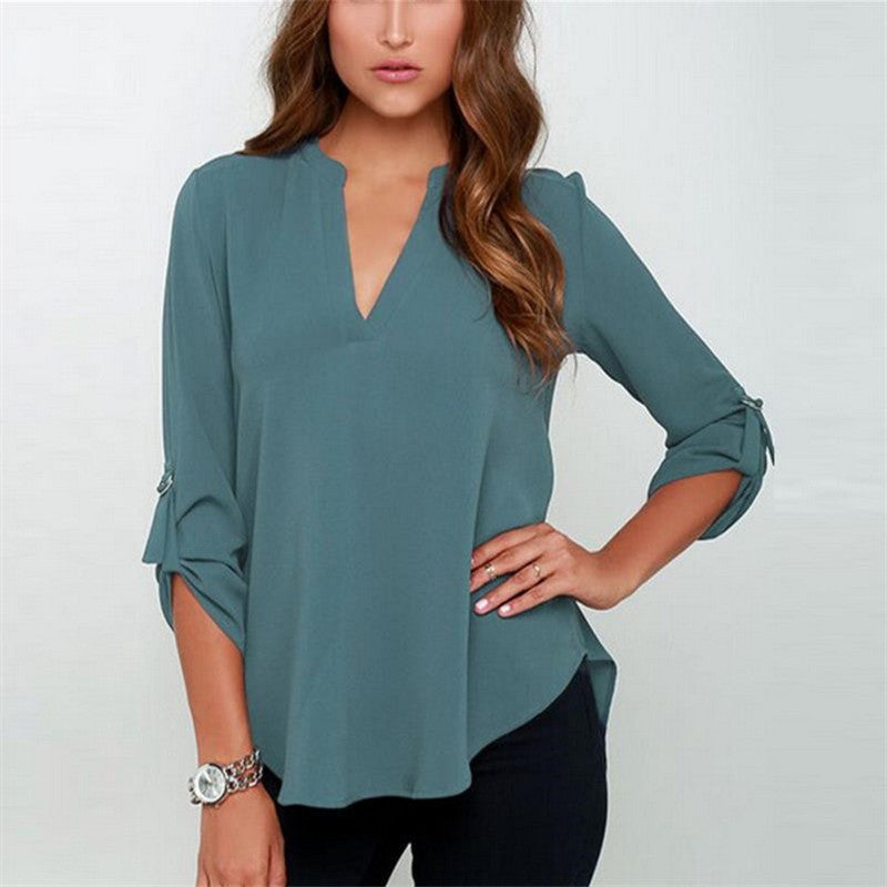 Online discount shop Australia - 9 colors Trendy S-5XL Plus Size Women Blouses Ladies Office Shirts Long Sleeve Top Women Clothing