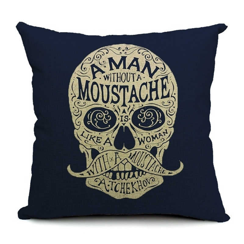 Pillowcase Skull Cushion Cover Cotton Linen Size 40*40 Printed Throw Pillows Decorative Housse De Coussin
