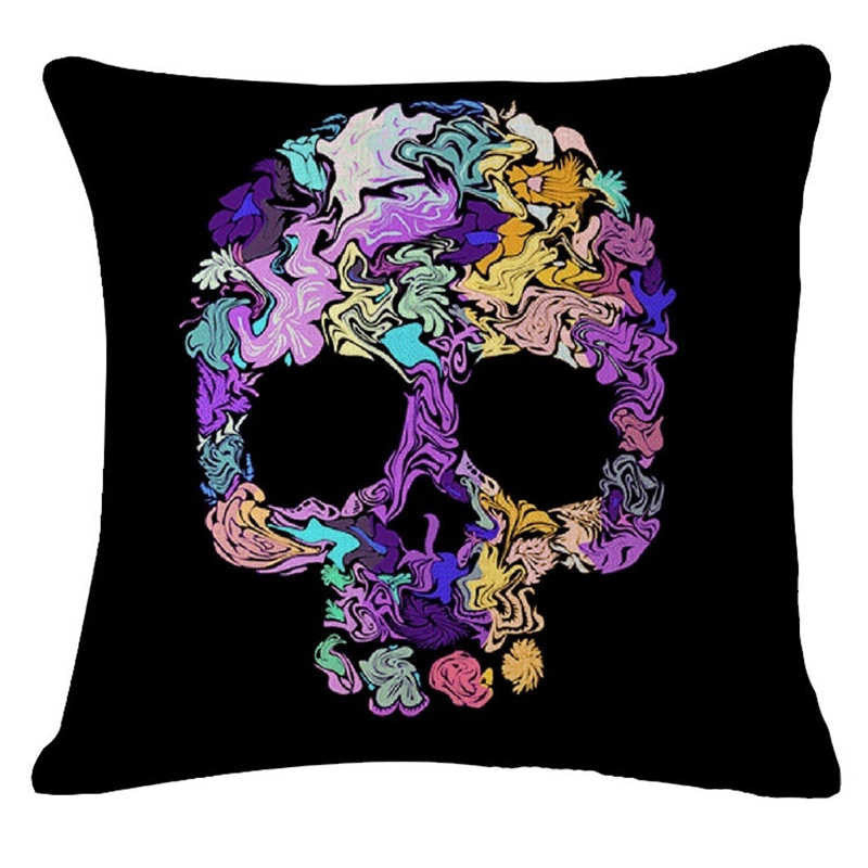 Pillowcase Skull Cushion Cover Cotton Linen Size 40*40 Printed Throw Pillows Decorative Housse De Coussin