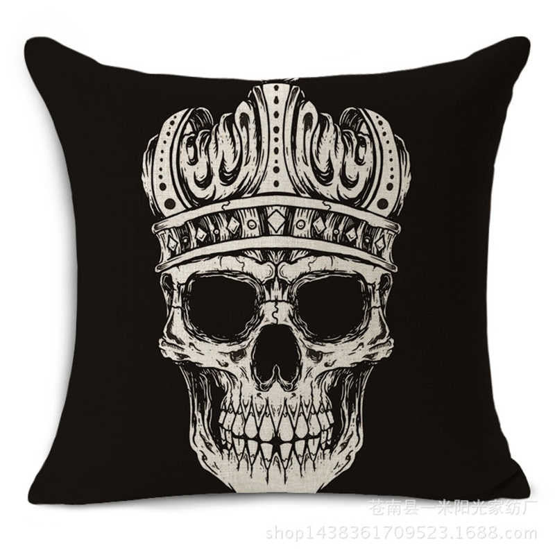 Pillowcase Skull Cushion Cover Cotton Linen Size 40*40 Printed Throw Pillows Decorative Housse De Coussin