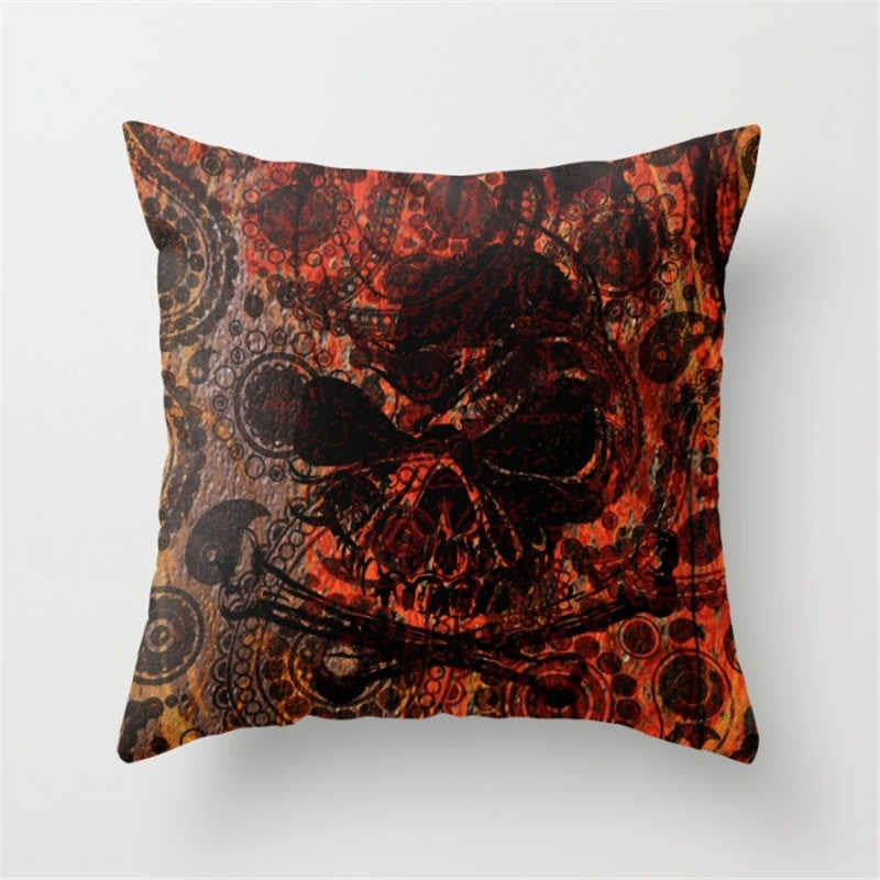 Pillowcase Skull Cushion Cover Cotton Linen Size 40*40 Printed Throw Pillows Decorative Housse De Coussin