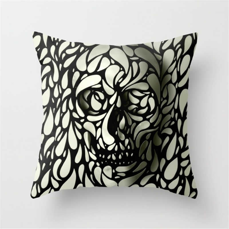 Pillowcase Skull Cushion Cover Cotton Linen Size 40*40 Printed Throw Pillows Decorative Housse De Coussin