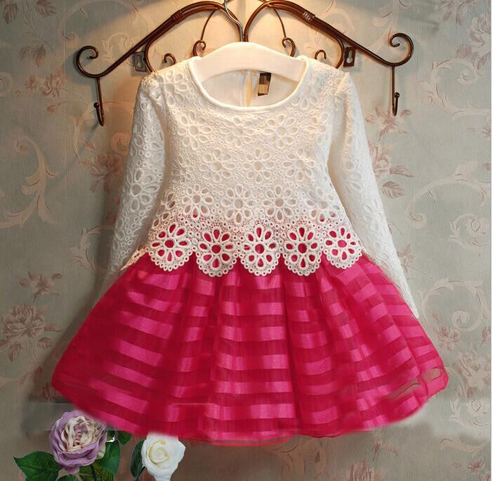 girl dress elsa lace dress stripe christmas girls clothes for 2-7Y princess girl party dress
