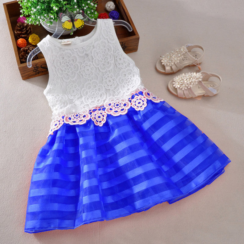 girl dress elsa lace dress stripe christmas girls clothes for 2-7Y princess girl party dress