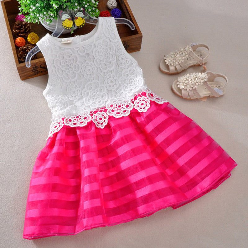 girl dress elsa lace dress stripe christmas girls clothes for 2-7Y princess girl party dress