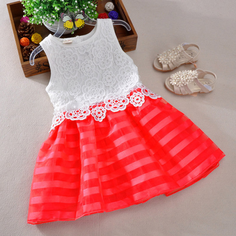 girl dress elsa lace dress stripe christmas girls clothes for 2-7Y princess girl party dress