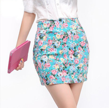 Online discount shop Australia - Floral Printed Women Skirt Girl Printing Short Skirts Sexy Hip Blue Red High Waist Office Lady Cloth