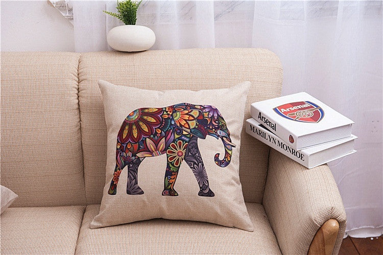 Online discount shop Australia - Elephant Cotton linen Pillow Case For office/bedroom/chair seat cushion 18x18 inches