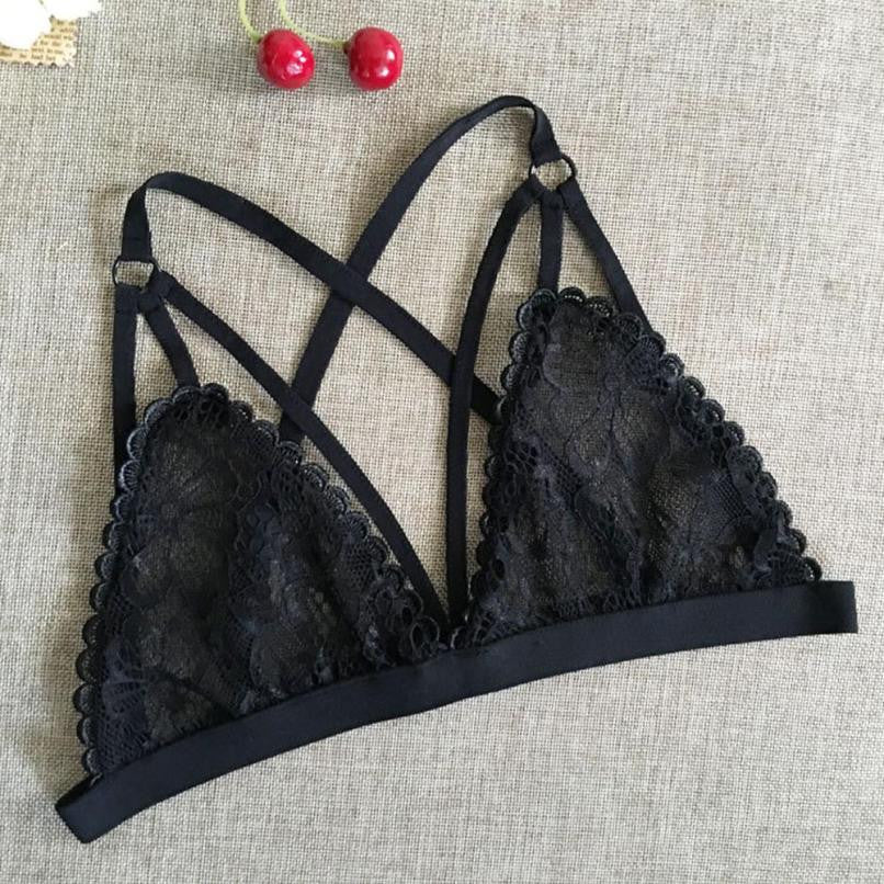 Online discount shop Australia - Bustier Crop Top Bandage Lace Floral Side Strap Bandage Cross Camis Tops Crops For Cropped #2621