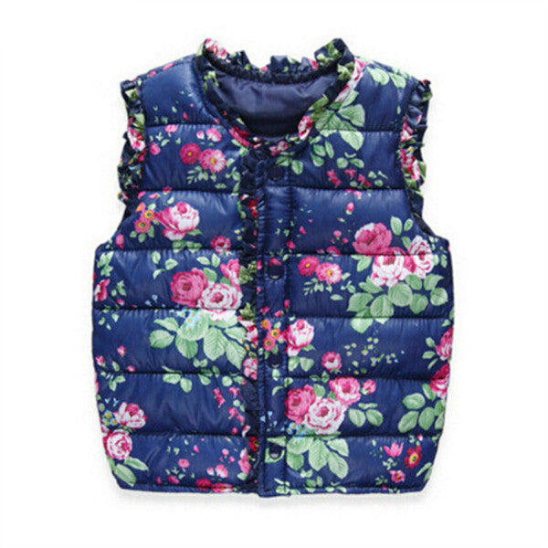 Girls Vests Children's Down Cotton Warm Vest Baby Girls Sweet Floral Waistcoat High Quality Kids Vest Outerwear 2-7 Years - CelebritystyleFashion.com.au online clothing shop australia